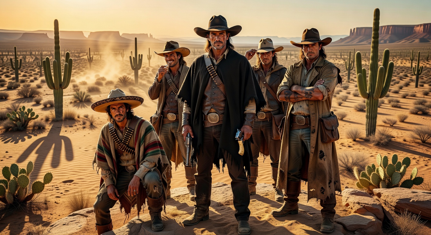 Banditos slot game characters and Mexican desert landscape